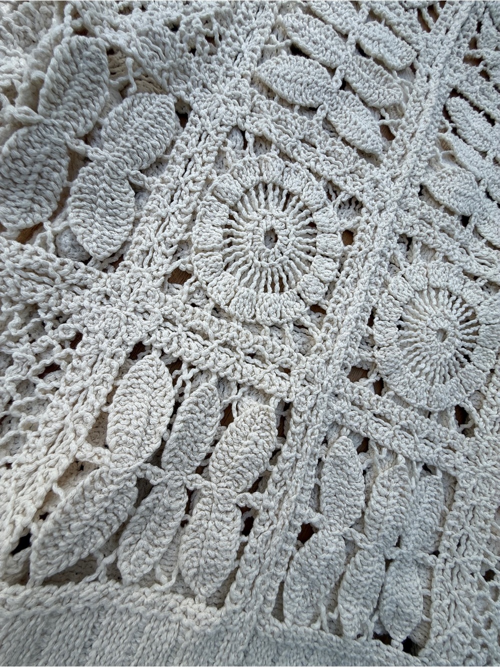 Solitaire Boho Crochet Ivory Cream Granny Square Cardigan Women’s M Cottagecore - Picture 6 of 9